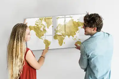 Tableau magnétique pour dessiner carte du monde dorée