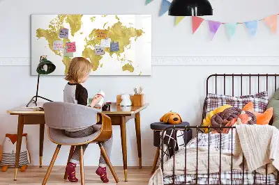 Tableau magnétique pour dessiner carte du monde dorée