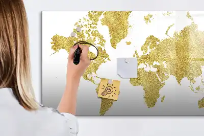 Tableau magnétique pour dessiner carte du monde dorée