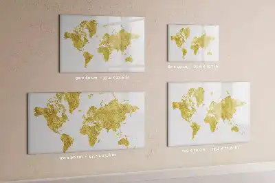 Tableau magnétique pour dessiner carte du monde dorée