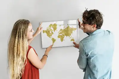 Tableau magnétique pour dessiner carte du monde dorée