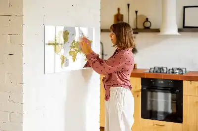 Tableau magnétique pour dessiner carte du monde dorée