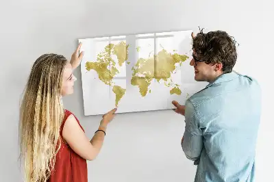 Tableau magnétique pour dessiner carte du monde dorée