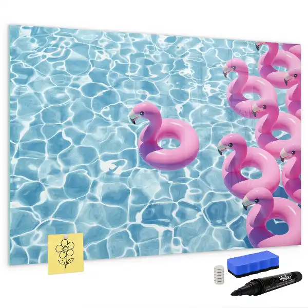 Tableau magnétique pour dessiner avec motif de flamants roses gonflables
