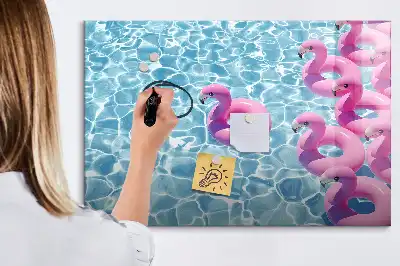 Tableau magnétique pour dessiner avec motif de flamants roses gonflables
