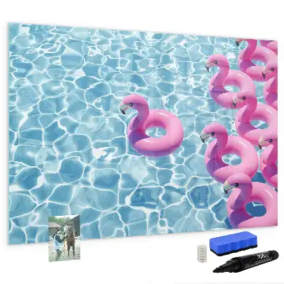 Tableau magnétique pour dessiner avec motif de flamants roses gonflables