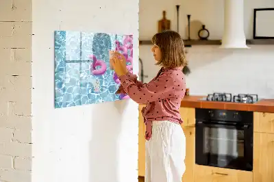 Tableau magnétique pour dessiner avec motif de flamants roses gonflables