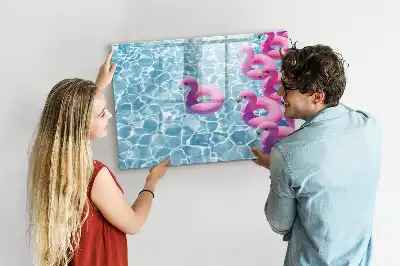 Tableau magnétique pour dessiner avec motif de flamants roses gonflables