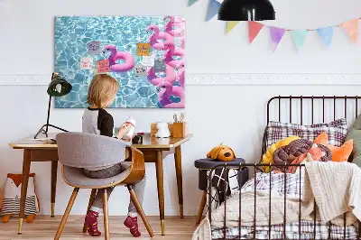 Tableau magnétique pour dessiner avec motif de flamants roses gonflables