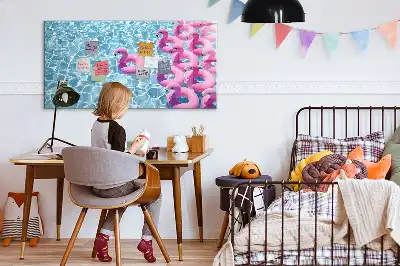 Tableau magnétique pour dessiner avec motif de flamants roses gonflables