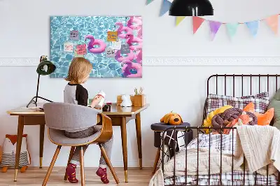 Tableau magnétique pour dessiner avec motif de flamants roses gonflables