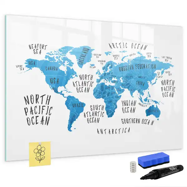 Tableau magnétique à dessiner carte bleue de la Terre