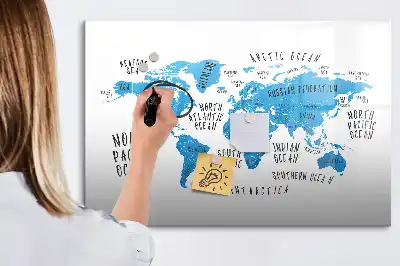 Tableau magnétique à dessiner carte bleue de la Terre