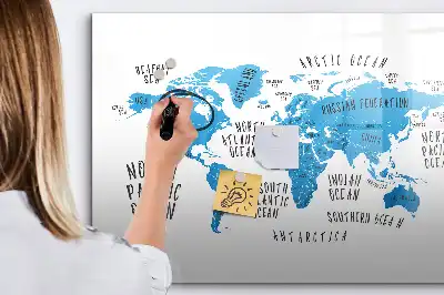 Tableau magnétique à dessiner carte bleue de la Terre