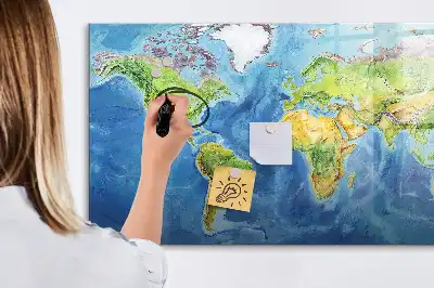 Tableau magnétique pour dessiner carte du monde
