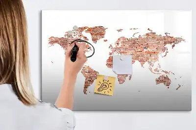 Tableau magnétique à dessiner ancienne carte sur briques