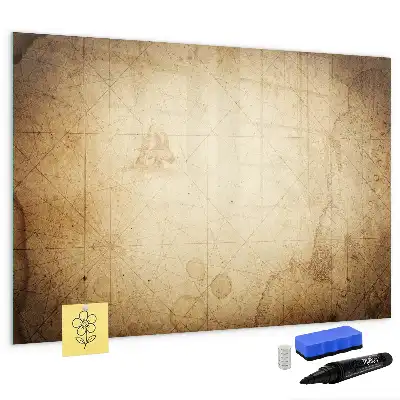 Tableau magnétique à dessiner motif ancienne carte du monde