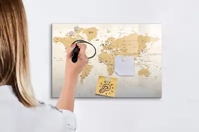 Carte politique du monde tableau magnétique pour dessiner