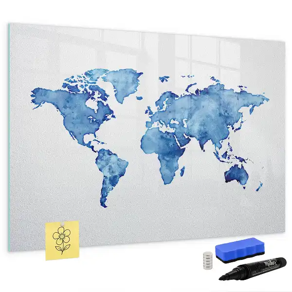 Tableau magnétique à dessiner carte du monde en aquarelle