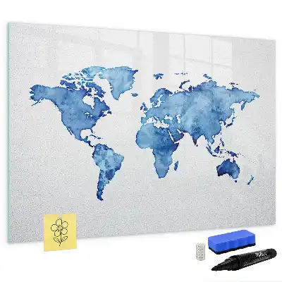 Tableau magnétique à dessiner carte du monde en aquarelle