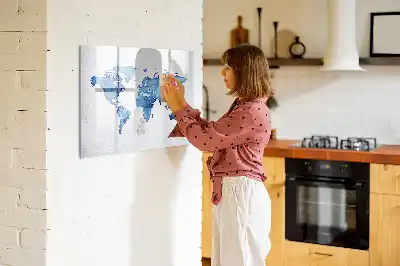 Tableau magnétique à dessiner carte du monde en aquarelle