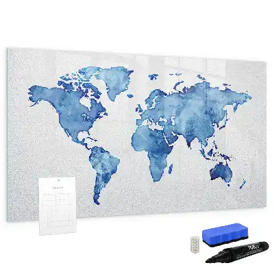 Tableau magnétique à dessiner carte du monde en aquarelle