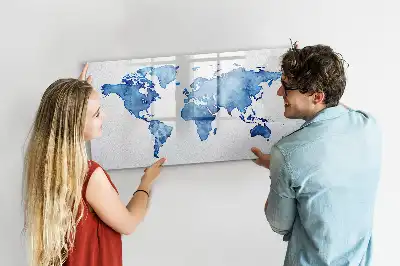 Tableau magnétique à dessiner carte du monde en aquarelle