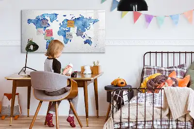 Tableau magnétique à dessiner carte du monde en aquarelle