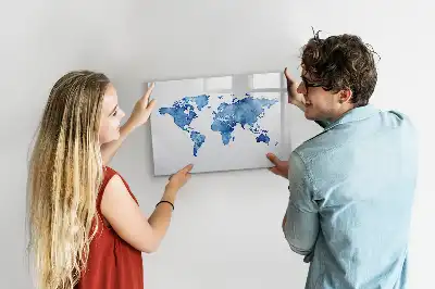 Tableau magnétique à dessiner carte du monde en aquarelle