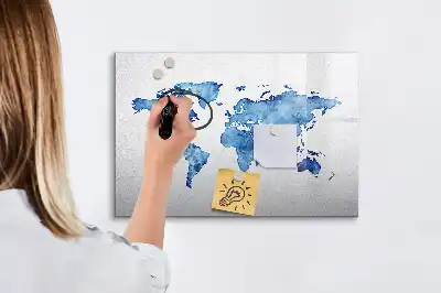 Tableau magnétique à dessiner carte du monde en aquarelle