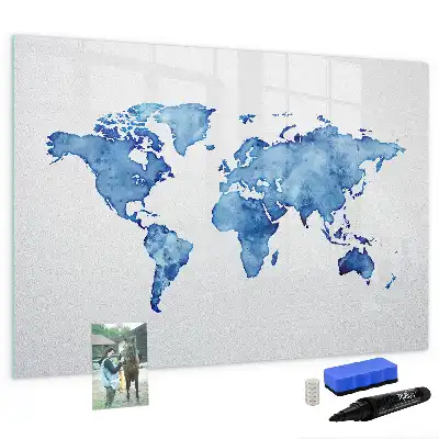 Tableau magnétique à dessiner carte du monde en aquarelle