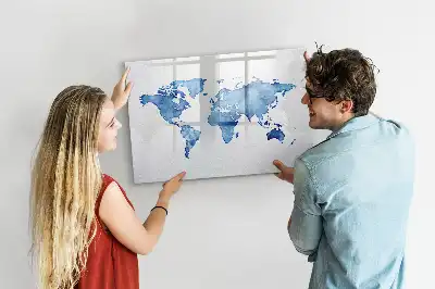 Tableau magnétique à dessiner carte du monde en aquarelle