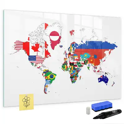 Tableau magnétique pour dessiner carte des drapeaux nationaux