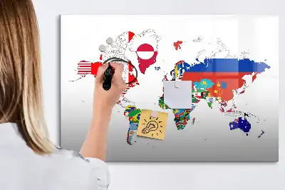 Tableau magnétique pour dessiner carte des drapeaux nationaux