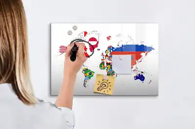 Tableau magnétique pour dessiner carte des drapeaux nationaux