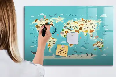 Carte du monde des animaux tableau magnétique pour dessiner