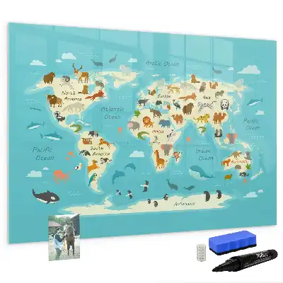 Carte du monde des animaux tableau magnétique pour dessiner