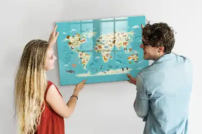 Carte du monde des animaux tableau magnétique pour dessiner