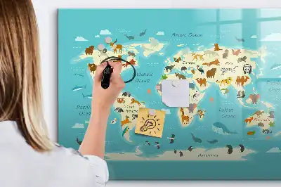 Carte du monde des animaux tableau magnétique pour dessiner