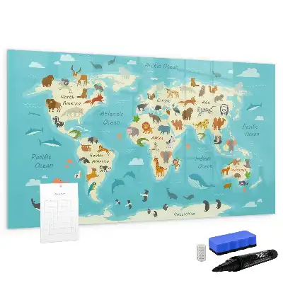 Carte du monde des animaux tableau magnétique pour dessiner