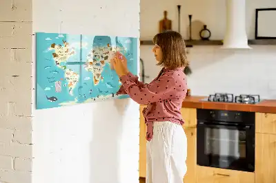 Carte du monde des animaux tableau magnétique pour dessiner