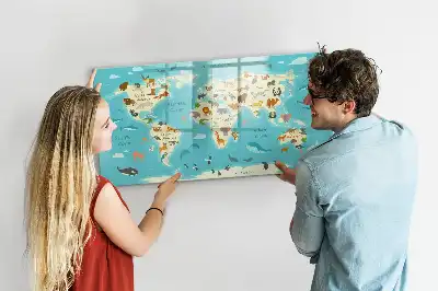 Carte du monde des animaux tableau magnétique pour dessiner