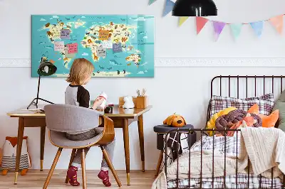 Carte du monde des animaux tableau magnétique pour dessiner