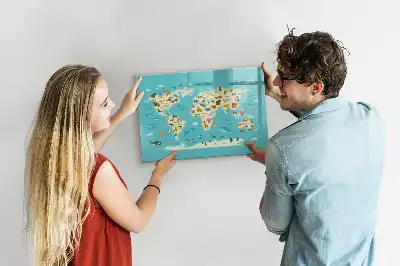 Carte du monde des animaux tableau magnétique pour dessiner