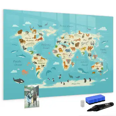 Carte du monde des animaux tableau magnétique pour dessiner