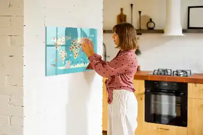 Carte du monde des animaux tableau magnétique pour dessiner