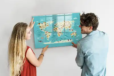 Carte du monde des animaux tableau magnétique pour dessiner