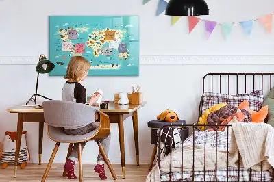Carte du monde des animaux tableau magnétique pour dessiner