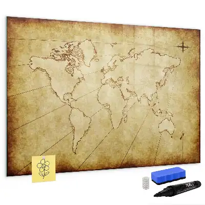 Tableau magnétique à dessiner motif ancienne carte du monde