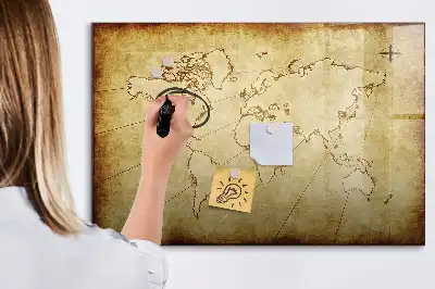 Tableau magnétique à dessiner motif ancienne carte du monde